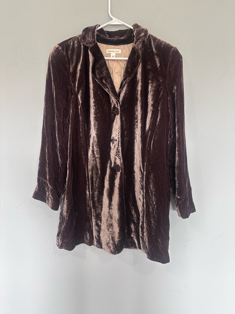 Coldwater Creek Chocolate Brown Velvet Duster Jacket